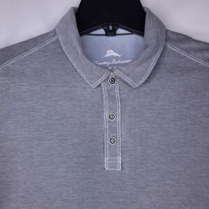 Tommy Bahama Polo Shirt Mens Medium Grey Short Sleeve Tencel